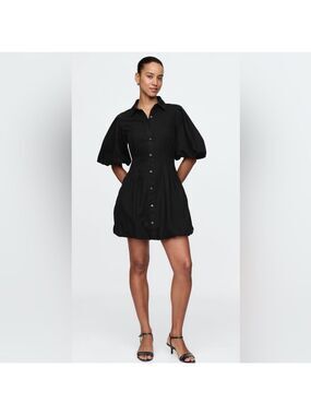 Gap Cotton-Soft Puff Sleeves Mini Bubble Shirt Dress NWT SP LBD Event Party